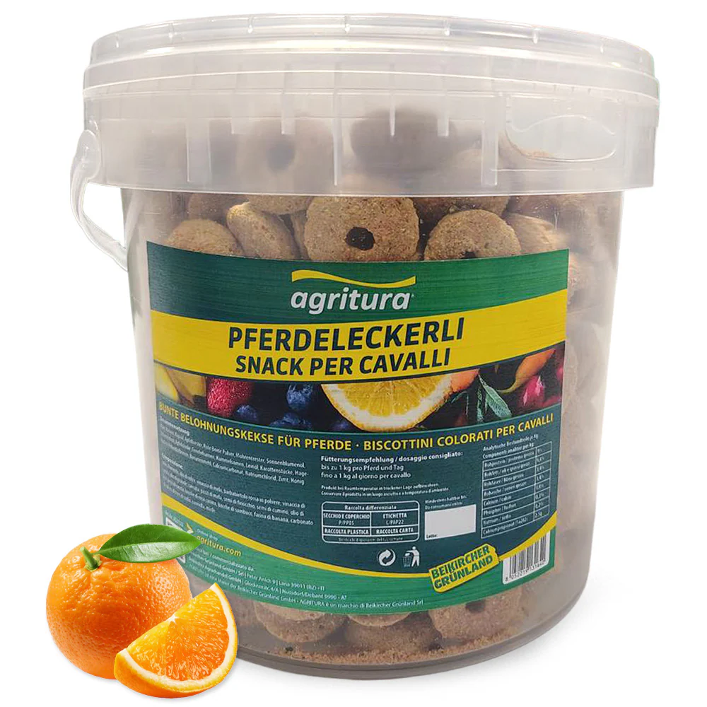 Agritura Biscotti per Cavalli Arancia - Snack Naturali Croccanti 3,3L