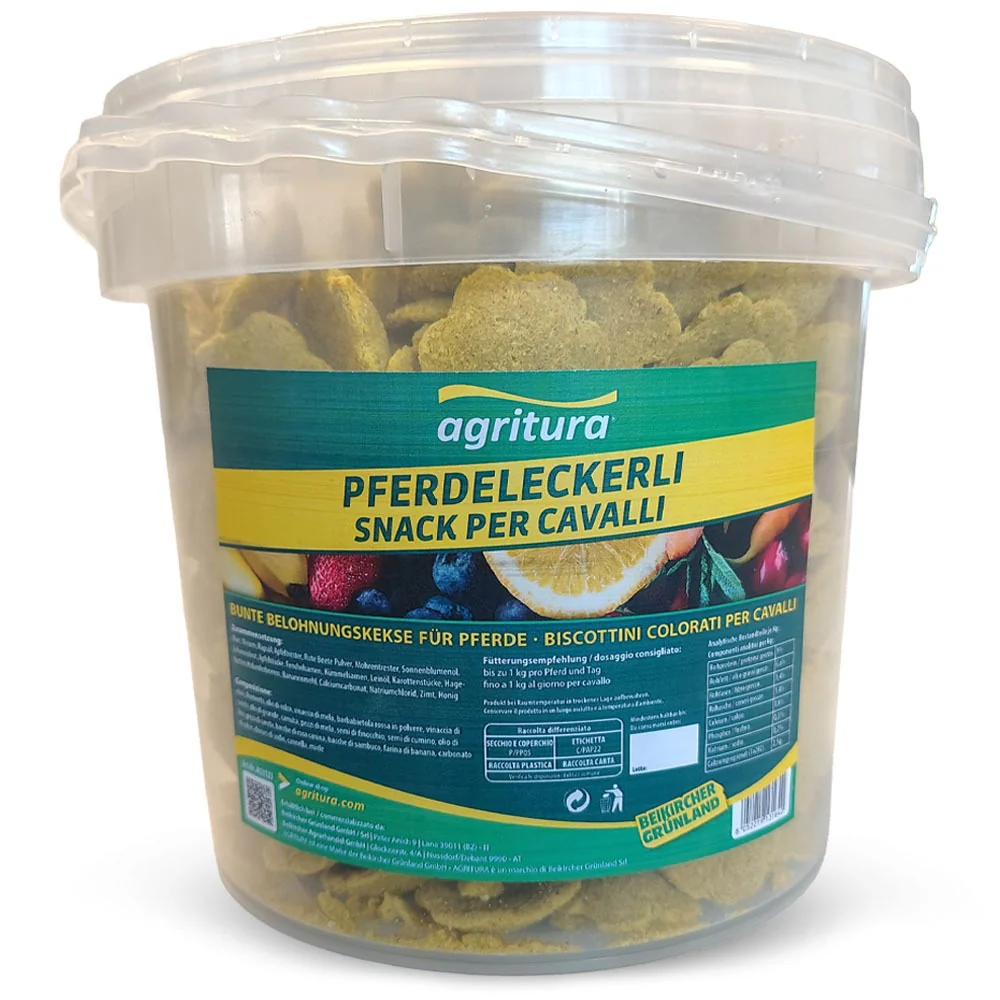 Agritura Biscotti per Cavalli Frutti di Bosco - Snack Naturali Croccanti 3,3L