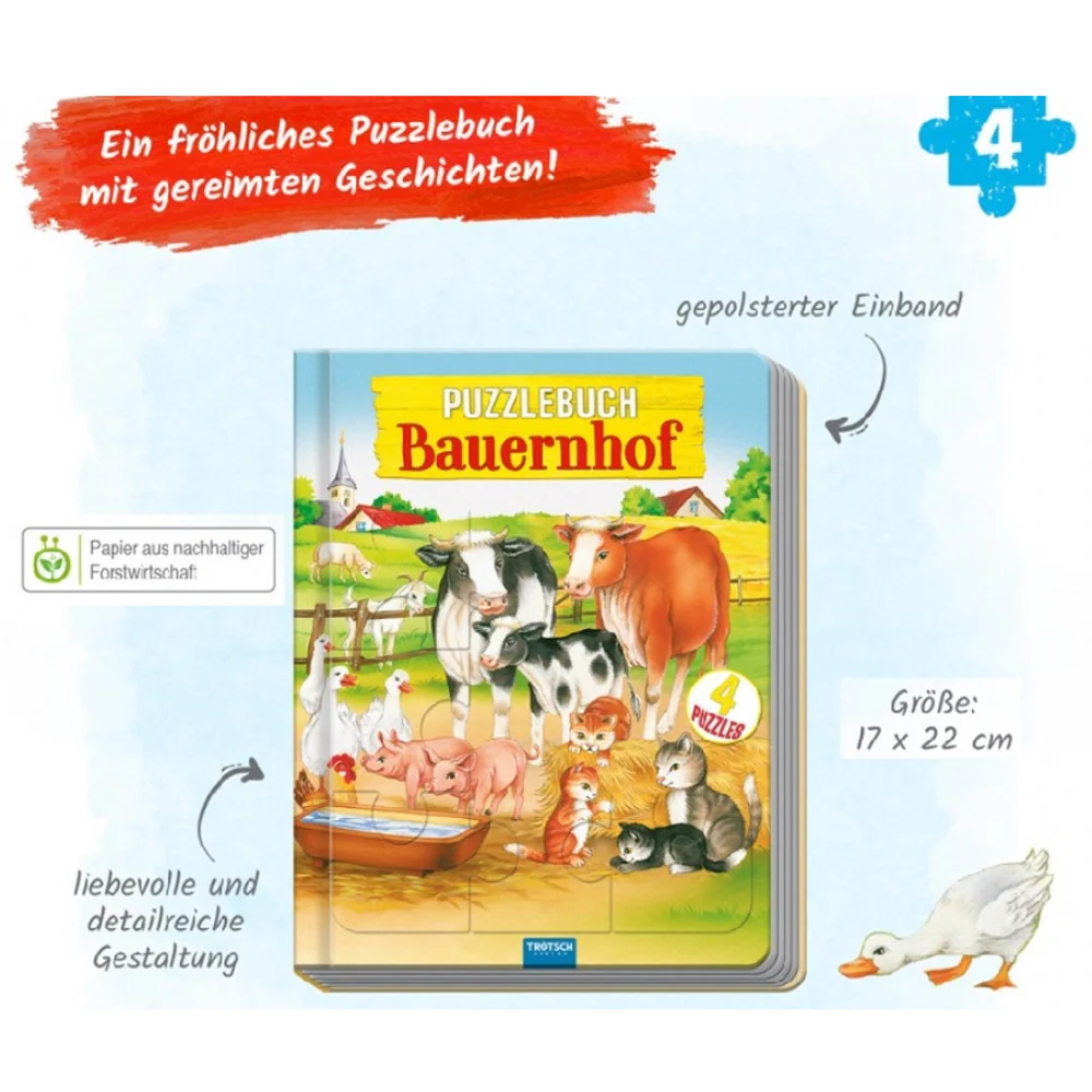 Agritura libro puzzle in cartone fattoria – 4 puzzle con storie in rima - Image 4