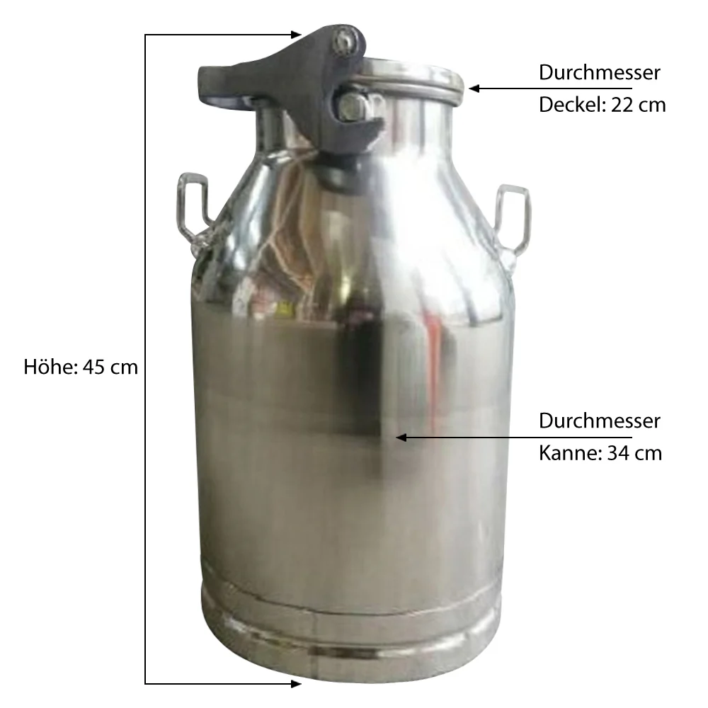 Bidone Del Latte in Acciaio Inox con Coperchio e Chiusura a Leva 30l - Image 5