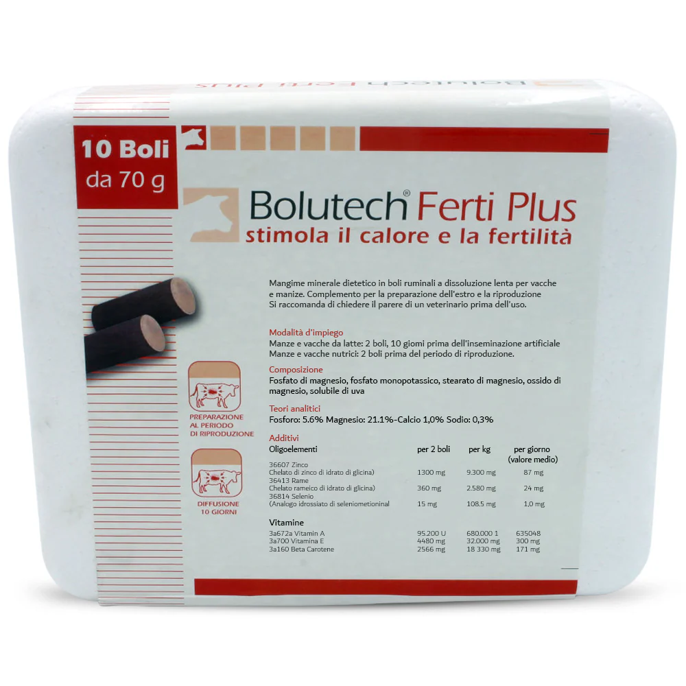 Bolutech fertiplus 10 boli - Mangime complementare dietetico in boli ruminali a dissoluzione lenta