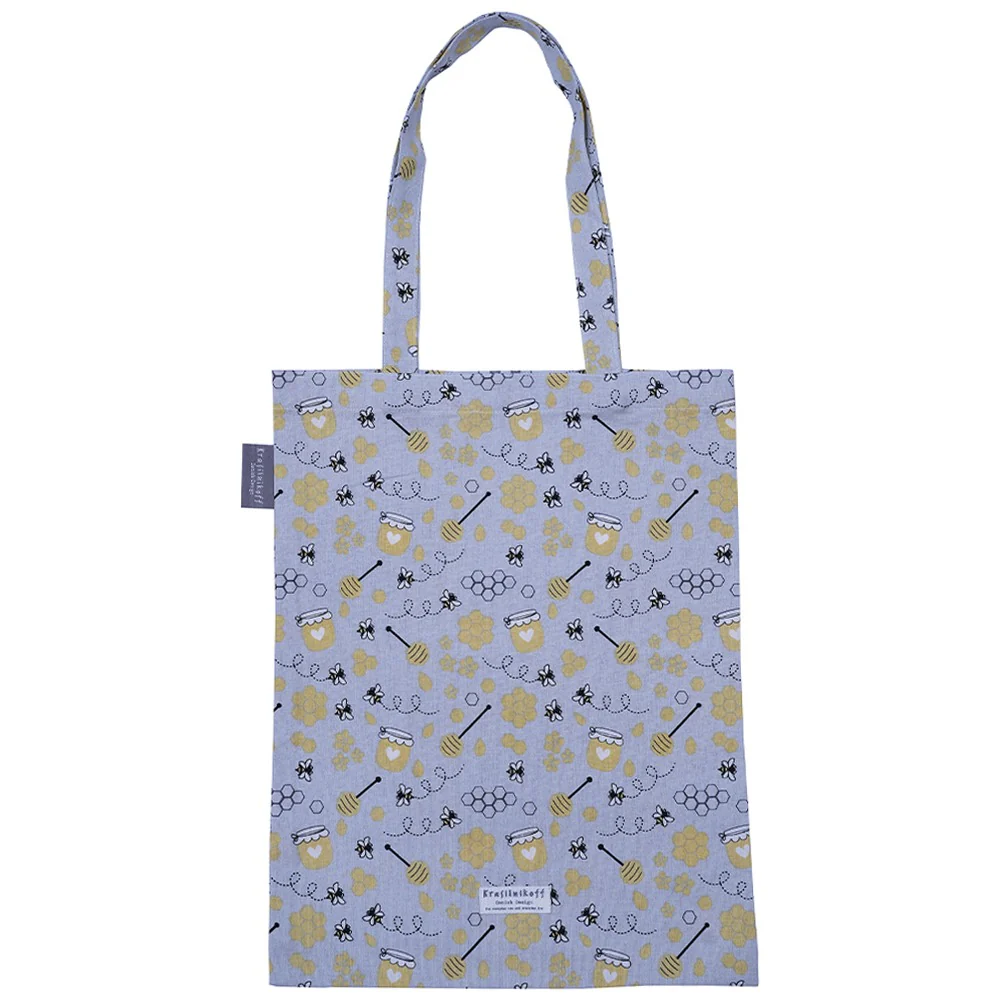 Borsa shopper in cotone Grey Bee – 35×45cm