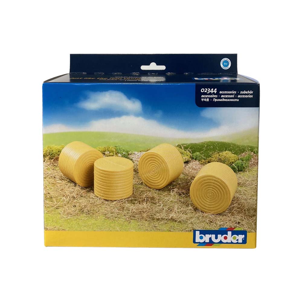 Bruder Accessories - Set of 4 ocher brown Round Hay Bales - Image 7