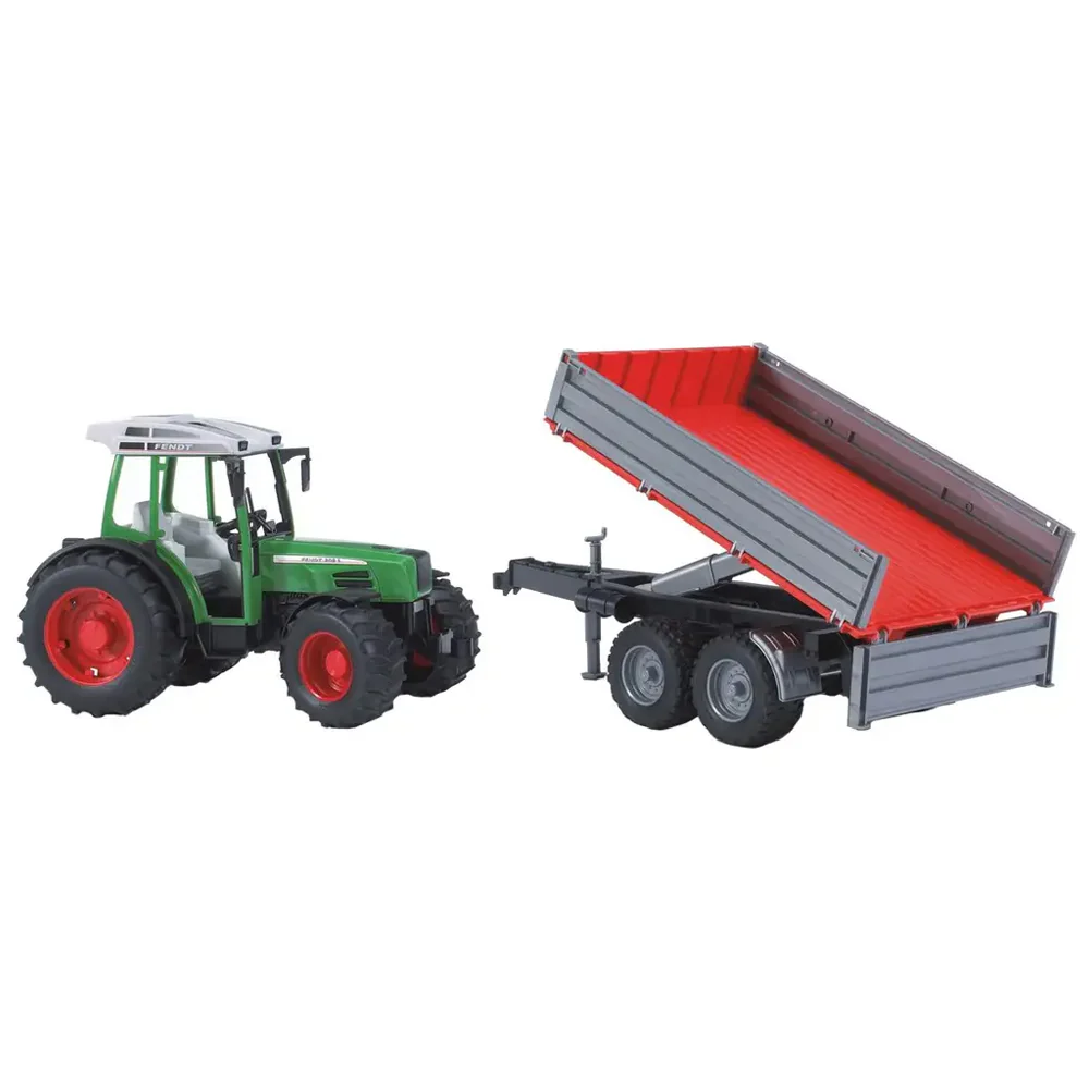Bruder Fendt 209 S con rimorchio a sponde ribaltabili - Image 3