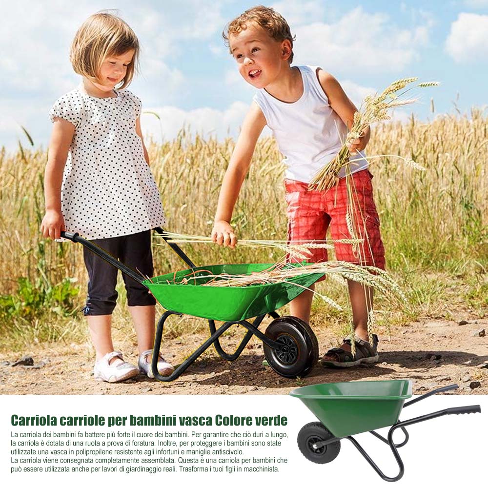 Carriola Verde PP per Bambini - Giocattolo Ecologico per Esterni - Image 9