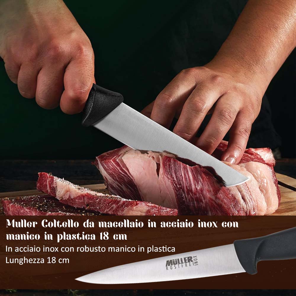 Muller Coltello da macellaio in acciaio inox con manico in plastica 18 cm - Image 9