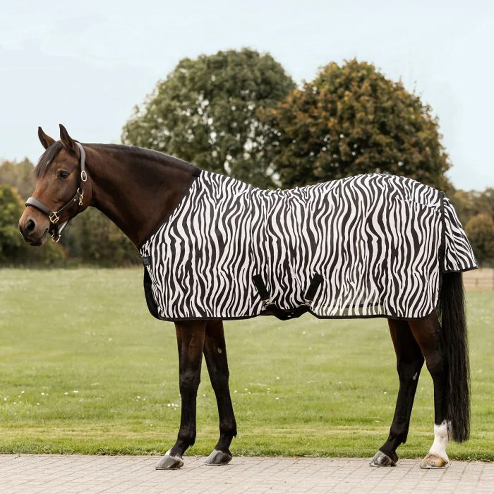 Coperta Antimosche Zebra Nero-Bianco con Cinghie Incrociate - Image 2