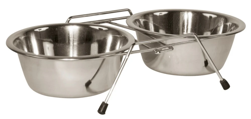 Doppio supporto per ciotole con 2 ciotole in acciaio inox - Image 3