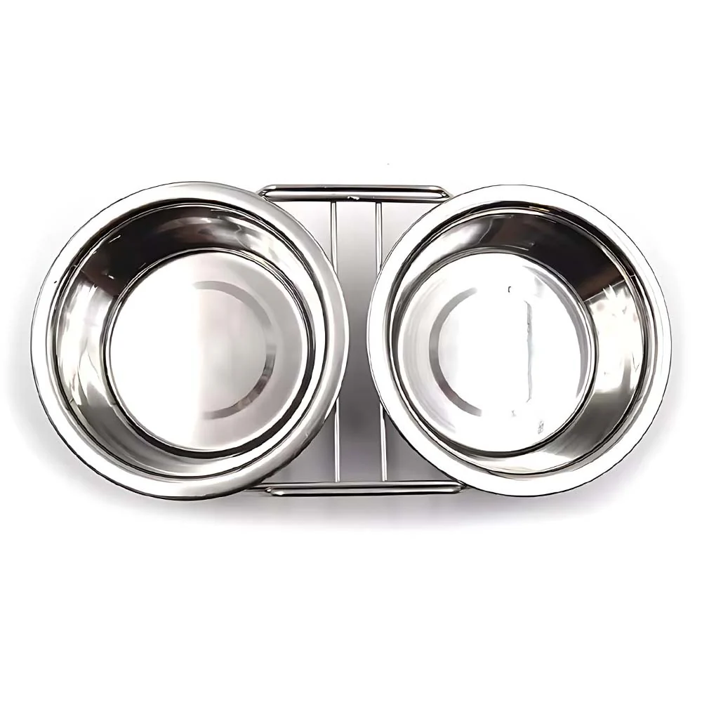 Doppio supporto per ciotole con 2 ciotole in acciaio inox - Image 6