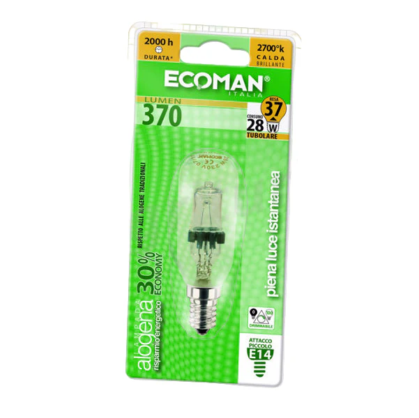 Lampadina Alogena Ecoman Alo Tubolare 28W E14 – 2700K Bianco Caldo - Image 2