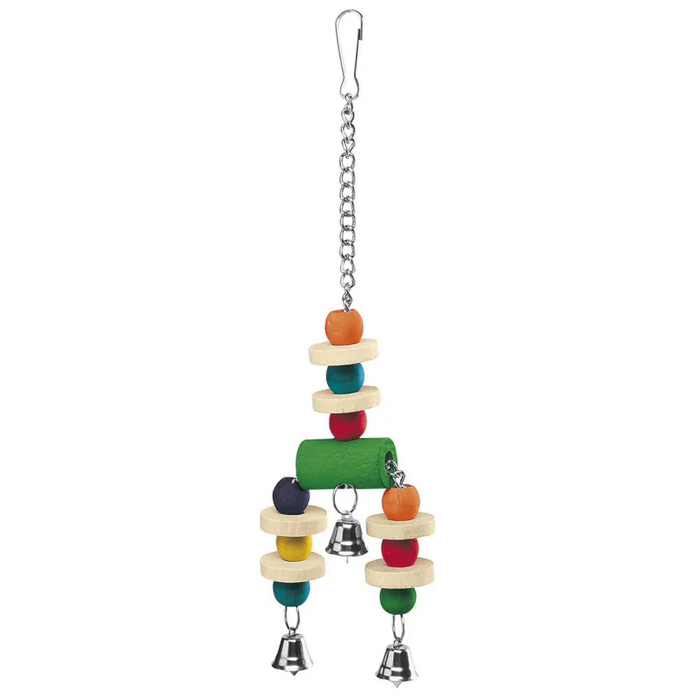 Gioco per Pappagalli in Legno con Campanella PA4092 Altalena Colorata da Appendere