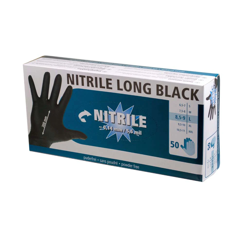 Guanti Monouso in Nitrile Lungo Nero da 30 cm: Protezione Confortevole Confezione da 50 pezzi - Image 11