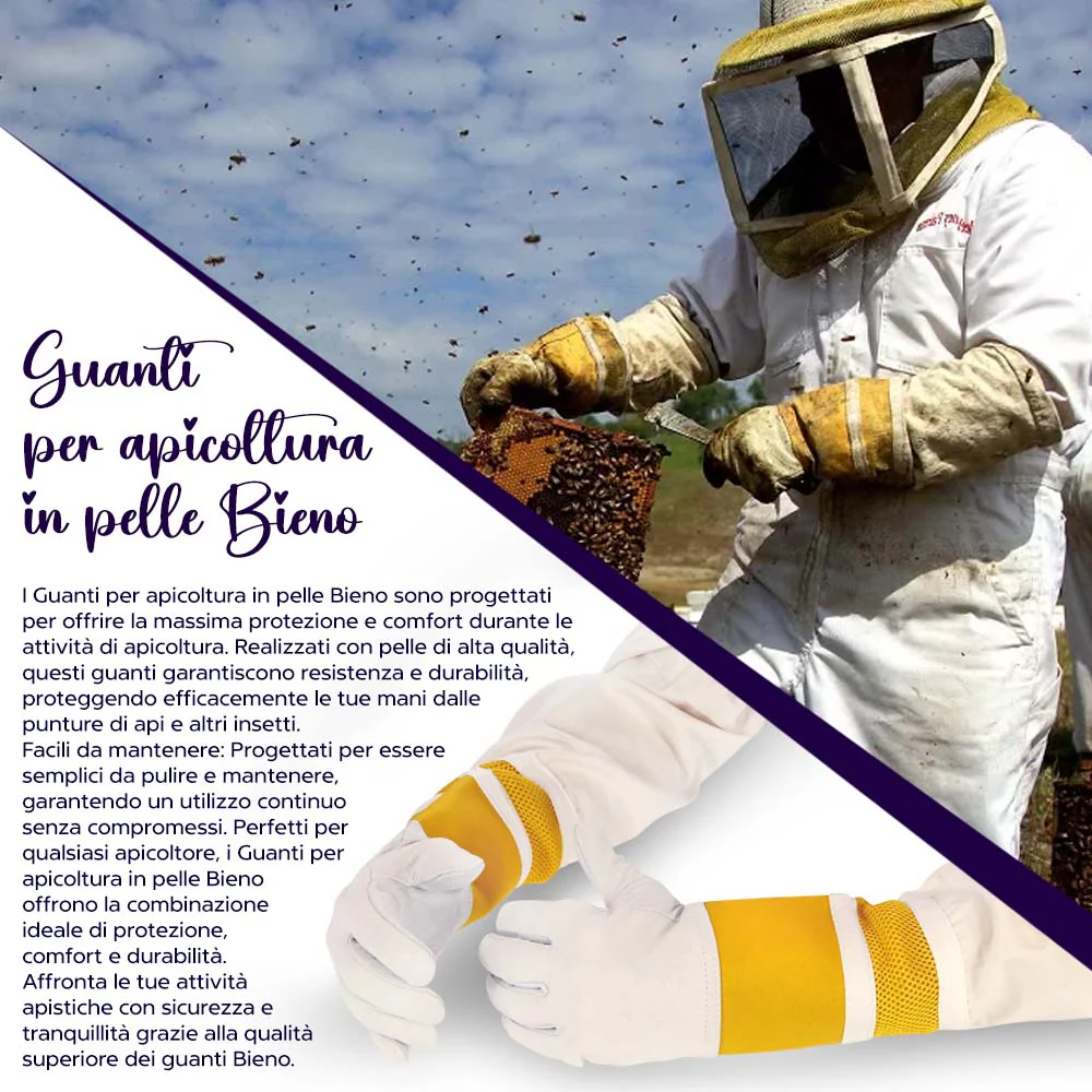 Guanti per apicoltura in pelle Bieno - Image 15