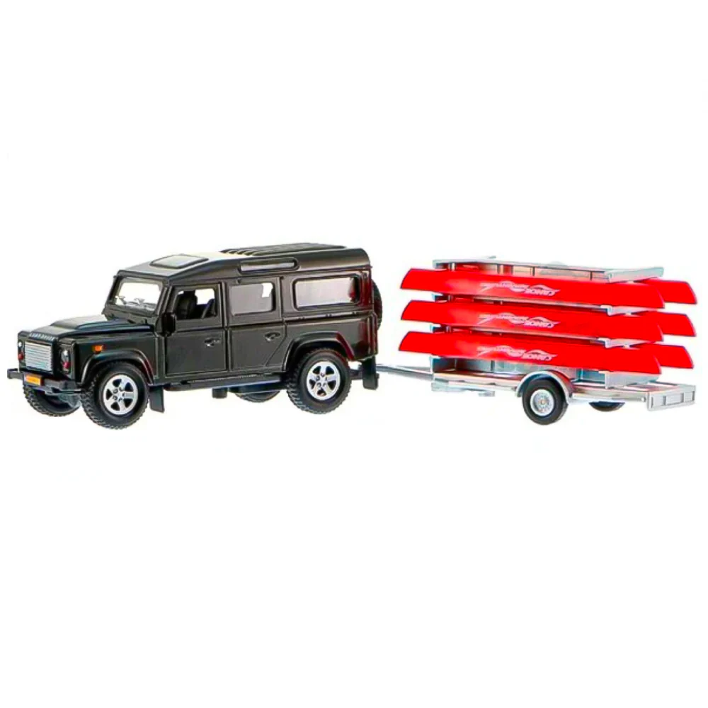 Jeep giocattolo con rimorchio porta canoe