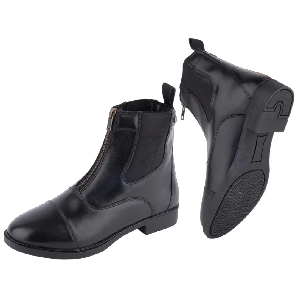 Jodhpur Stivaletti Boston Pelle Cavallo Comfort Equitazione Nero