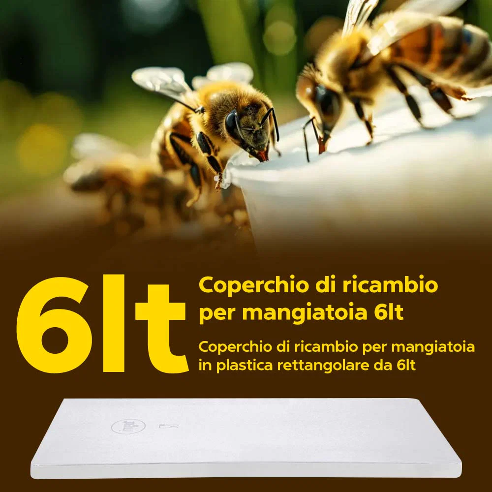 Mangiatoia Dadant in plastica quadrata da 6 l con coperchio - Image 8