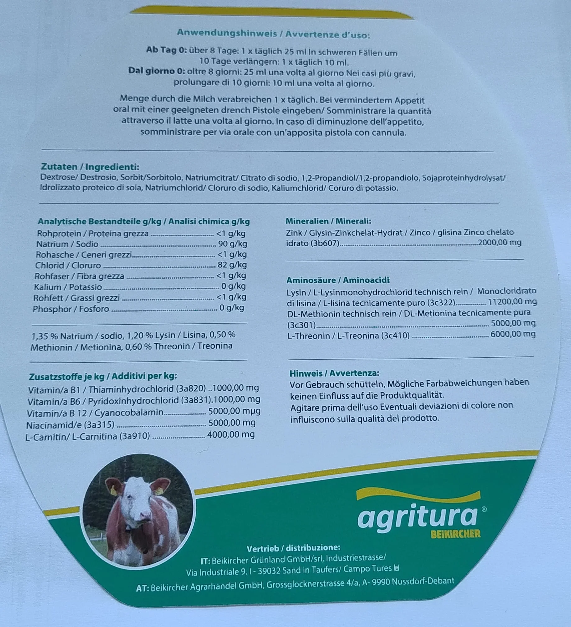 Mangime complementare Agritura Krypt-O-Stop L liquido Fmper vitelli 3lt - Image 2