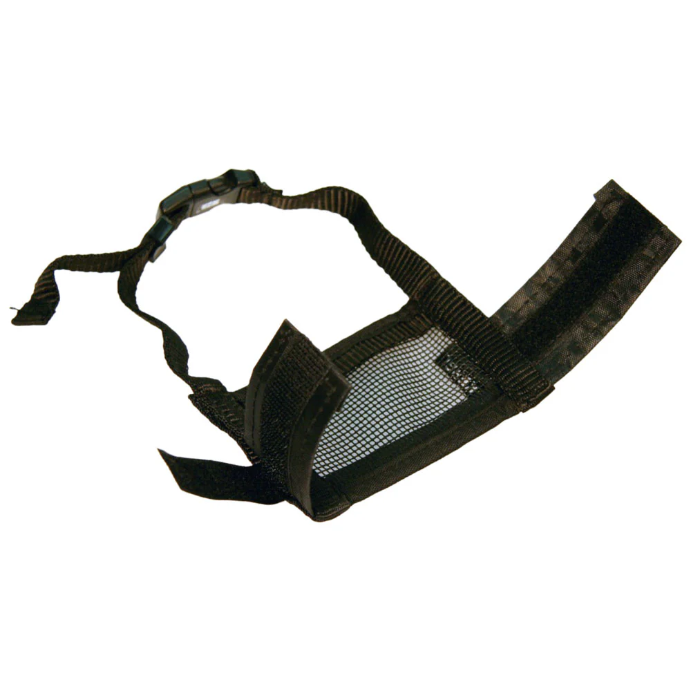 Museruola in nylon nero con chiusura a strappo e rete regolabile - Image 2
