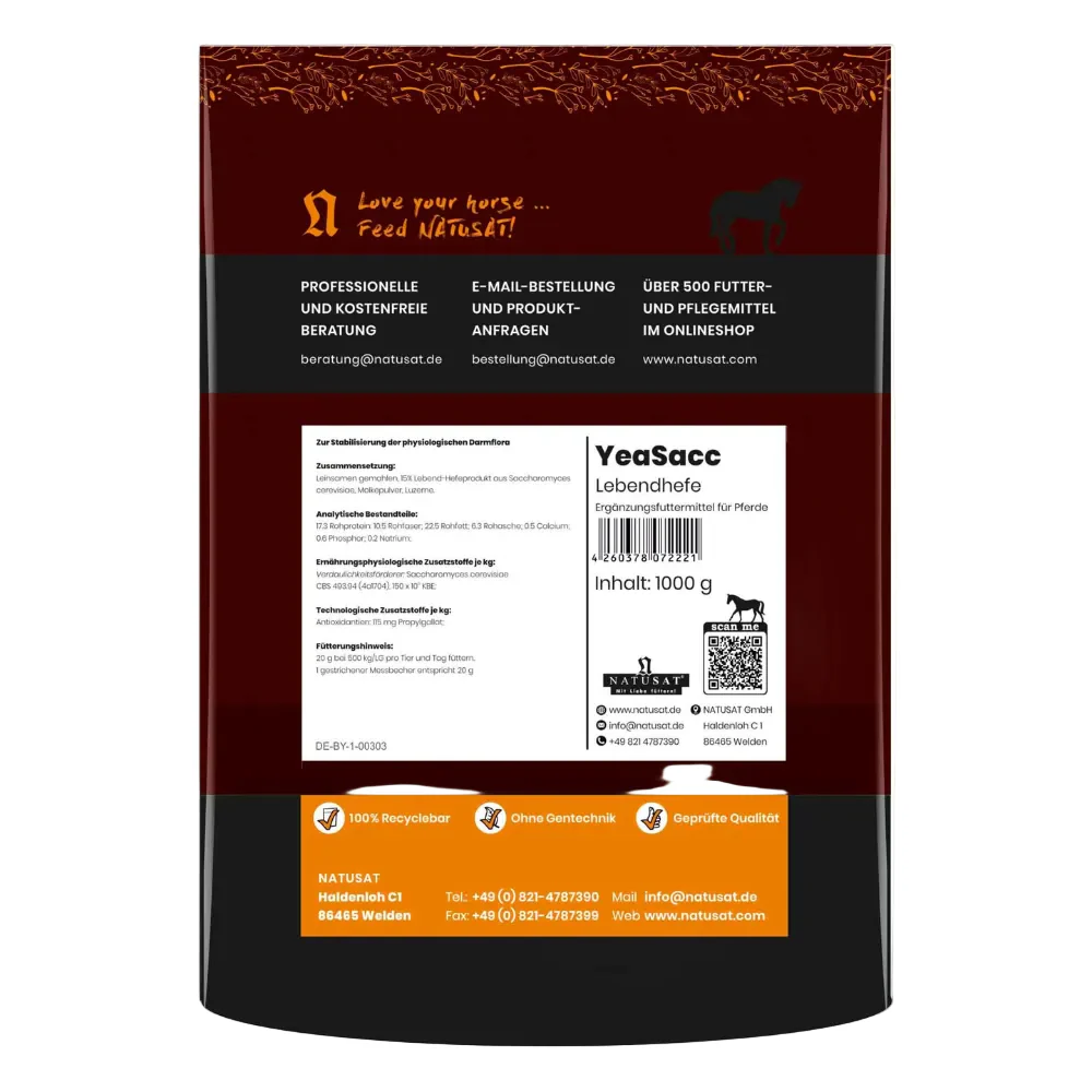 Natusat - Yeasacc Lebendhefe Mangime Complementare Per Cavalli Lievito Vivo 1 Kg - Image 2