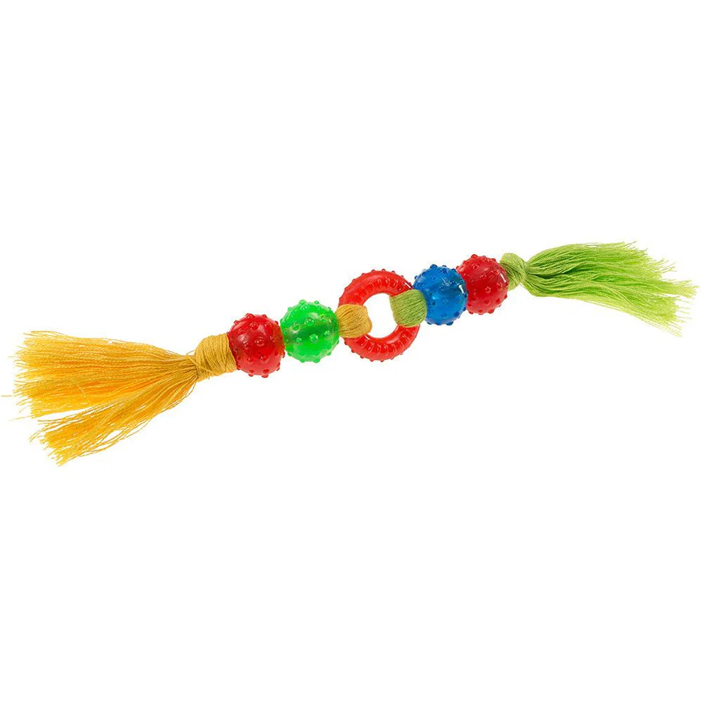 PA 6419 Gioco da masticare per cani con corda in cotone intrecciato e gomma termoplastica