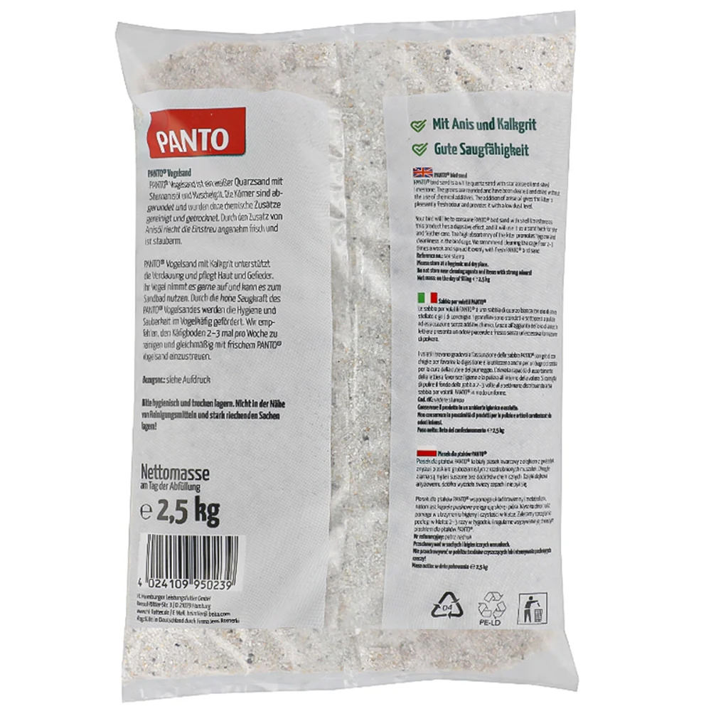 PANTO Sabbia per Uccelli Bianca 2,5kg – Con Anice & Calcare di Conchiglie - Image 2