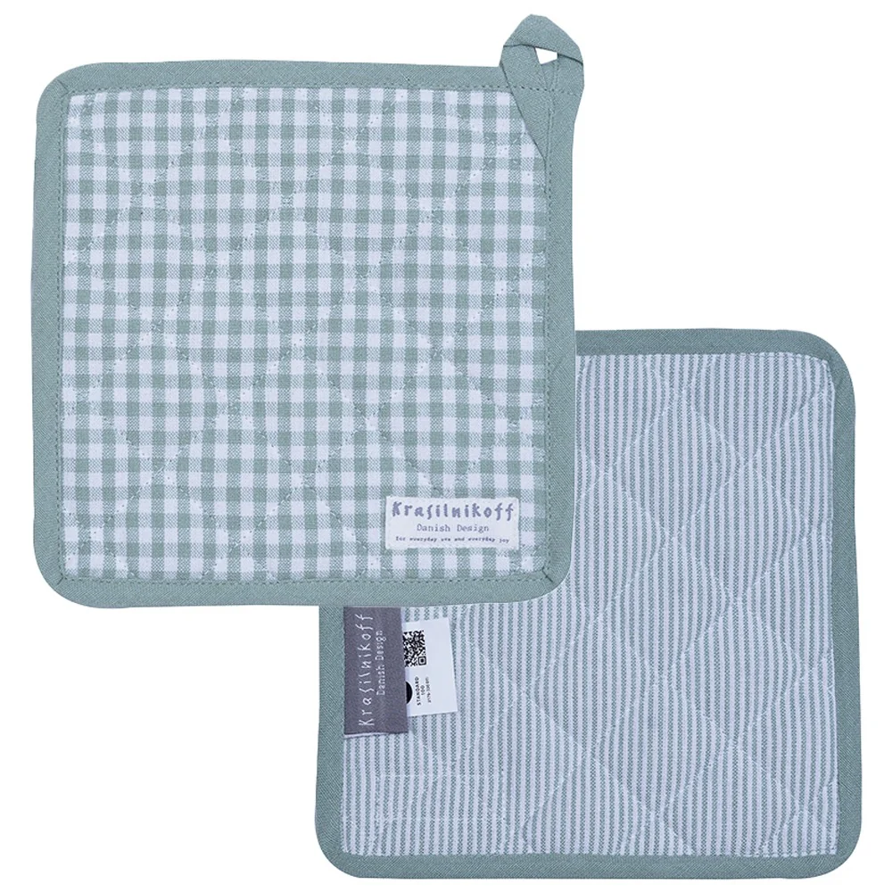 Presina in Cotone a Quadri e Righe Antracite – 20x20cm - Image 2