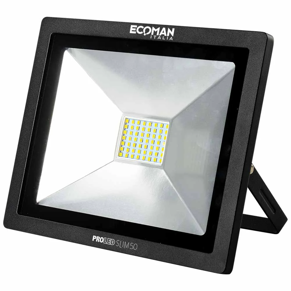 Proiettore LED Mini Slim 50W 4000K Luce Naturale Nero