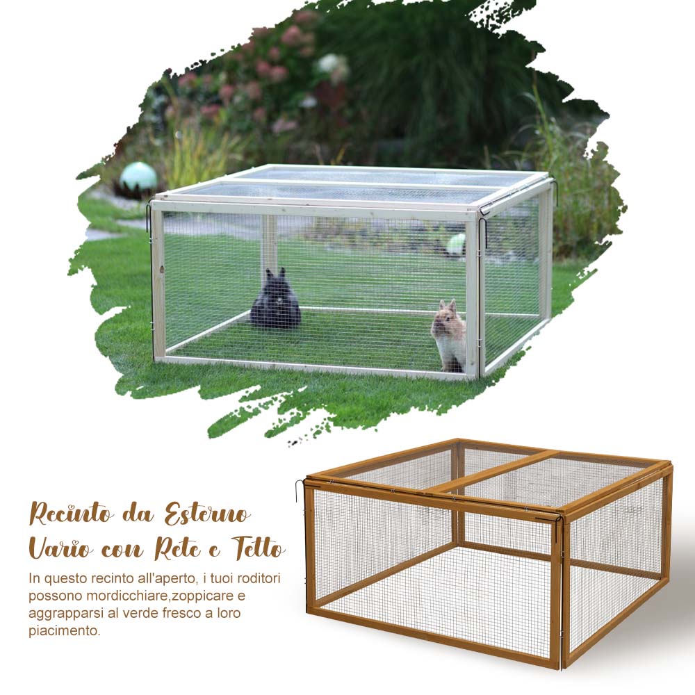 Recinto per Animali Vario da Esterno con Tetto e Rete - Image 13