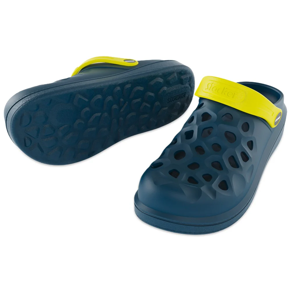 Scarpe da Casa e Giardino Stocker Traforate Blu con Cinturino Lime