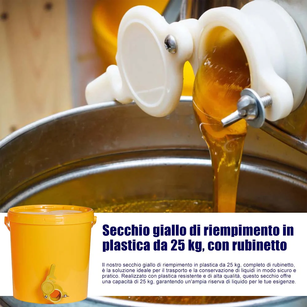 Secchio giallo di riempimento in plastica da 25 kg, con rubinetto - Image 10