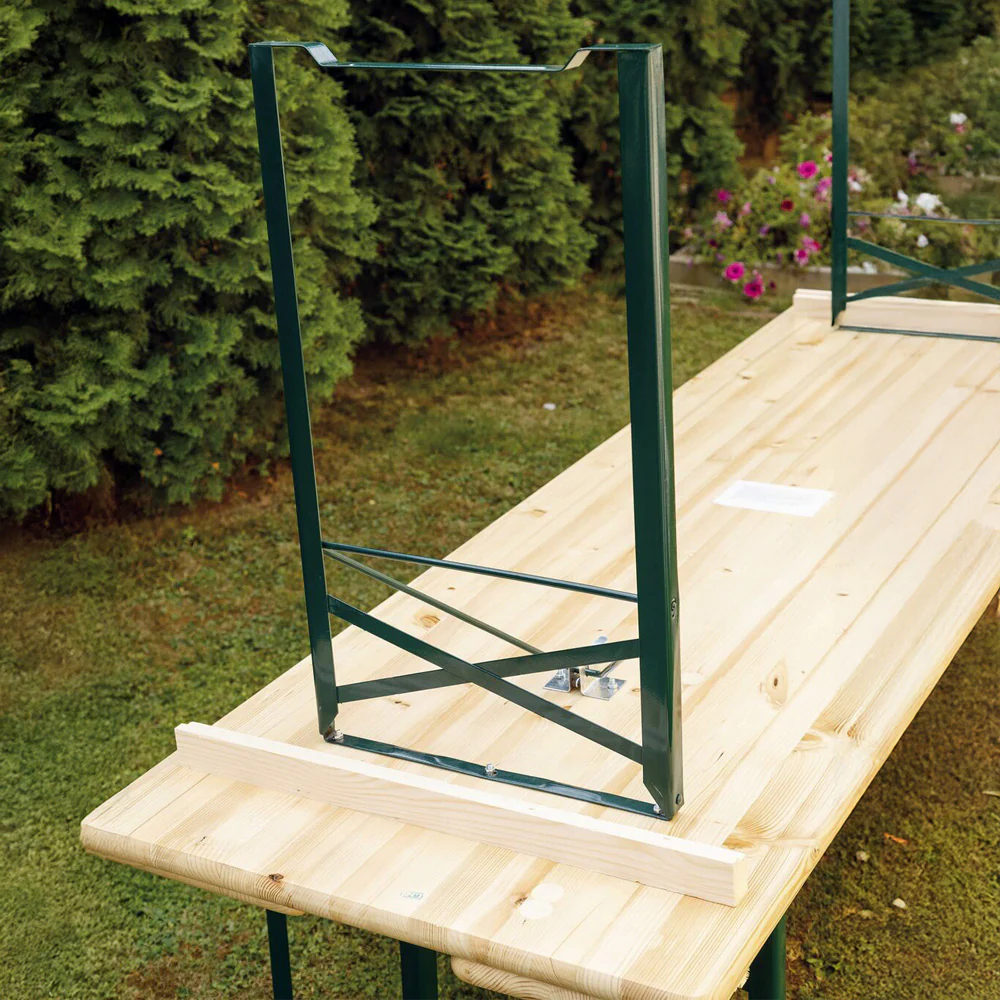 Set Birreria in Legno 220x70cm con Tavolo e Panche Pieghevoli - Image 2