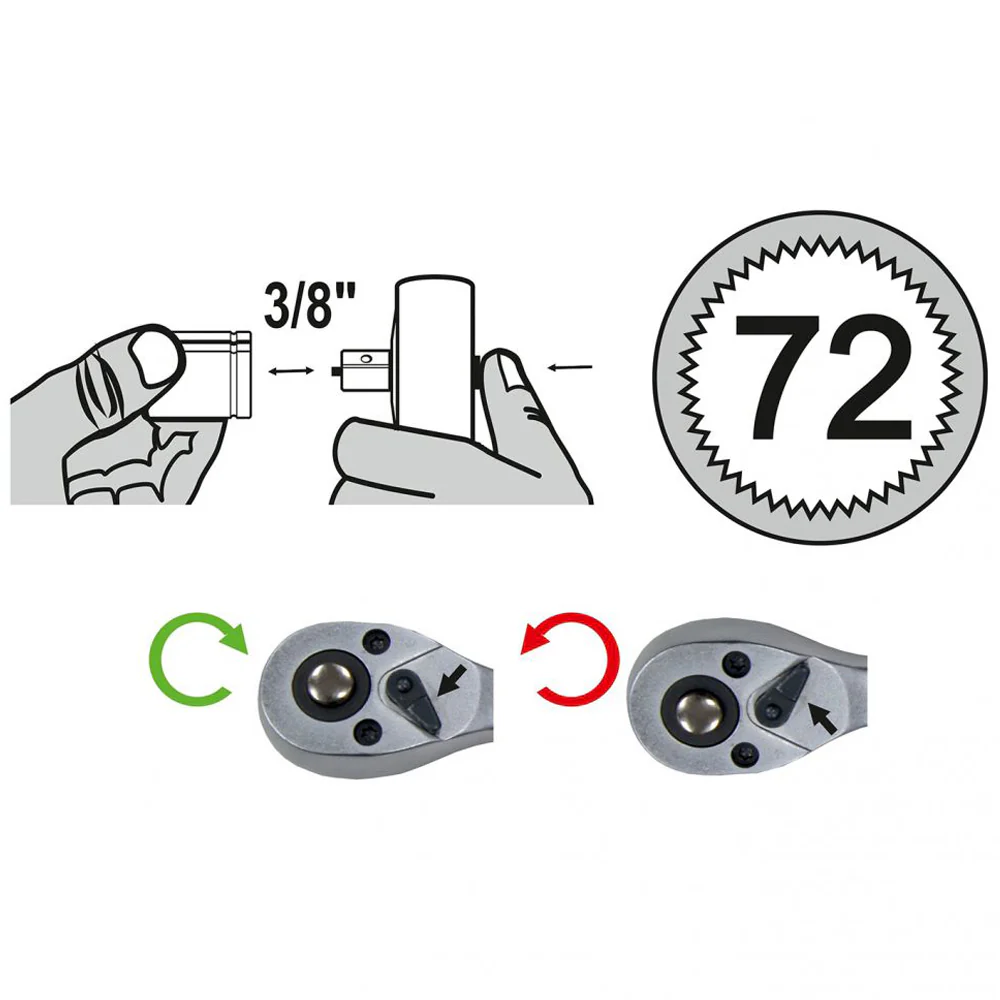 Set di Bussole con Cricchetto 3/8" - 11 Pezzi - Image 5