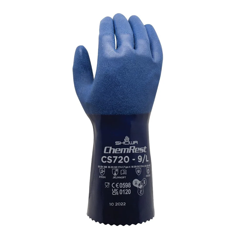 Showa CS720 Guanti in Nitrile Blu,Resistente ai Prodotti Chimici - Image 2