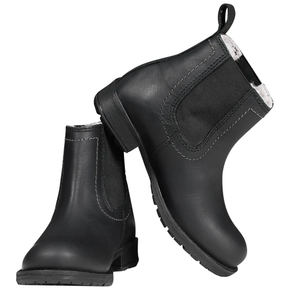 Stivaletti Jodhpur Invernali Bambini Pelle Caldi Antiscivolo - Nero/argento