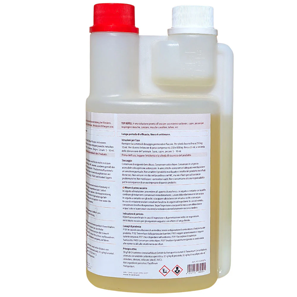 Top Repell repellente insetti, la migliore prevenzione contro i vettori della Blue Tongue e della “nuova peste bovina” la Dermatite Nodulare Contagiosa - 500ml - Image 2