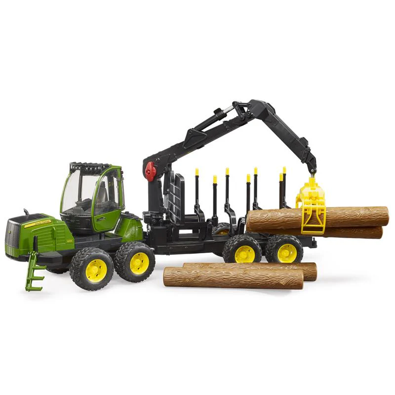 Trattore Forestale John Deere 1210E a 4 Assi con Gru Rotante e Tronchi Giocattolo - Image 3